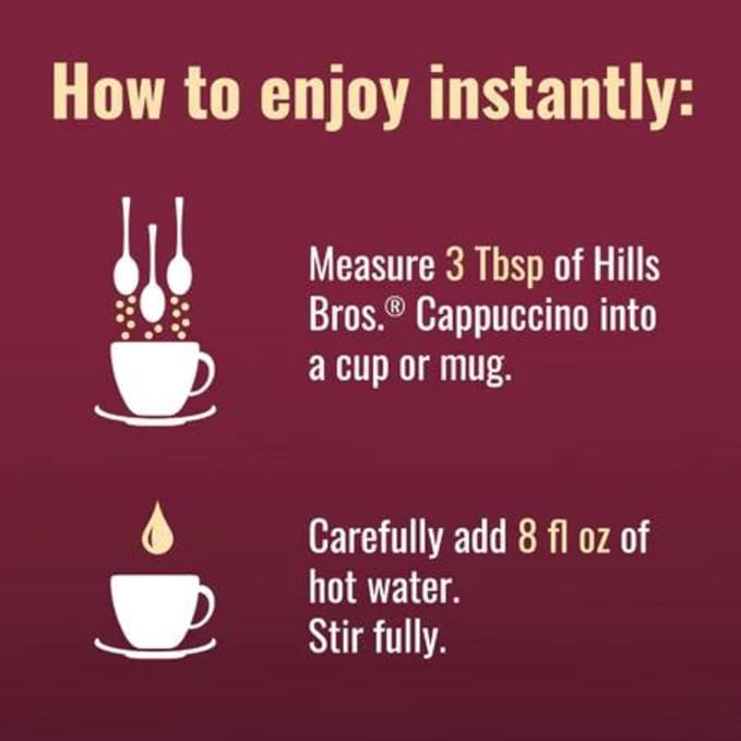 Hills Bros. Cappuccino Mix – Rich, Frothy Coffeehouse-Tasting Instant Drink Mix – Quick and Easy Preparation – Perfect for Hot & Iced Drinks & Creaming Coffee – Hazelnut, 1 Pack of 14oz