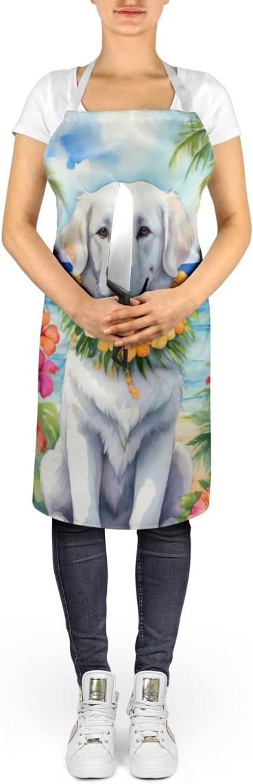 Caroline's Treasures Kuvasz Luau Apron Cooking Kitchen Server Baking Crafts Gardening for Adult Women Men, Unisex, Large, Multicolor