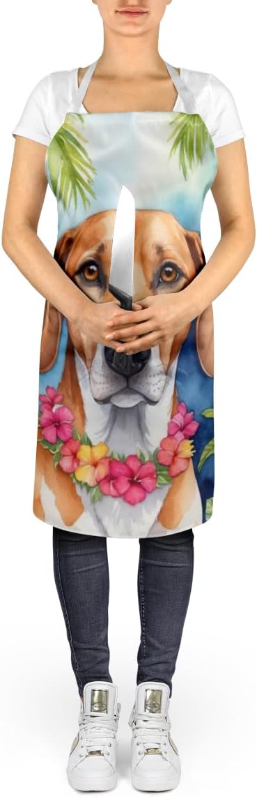 Caroline's Treasures American Foxhound Luau Apron Cooking Kitchen Server Baking Crafts Gardening for Adult Women Men, Unisex, Large, Multicolor