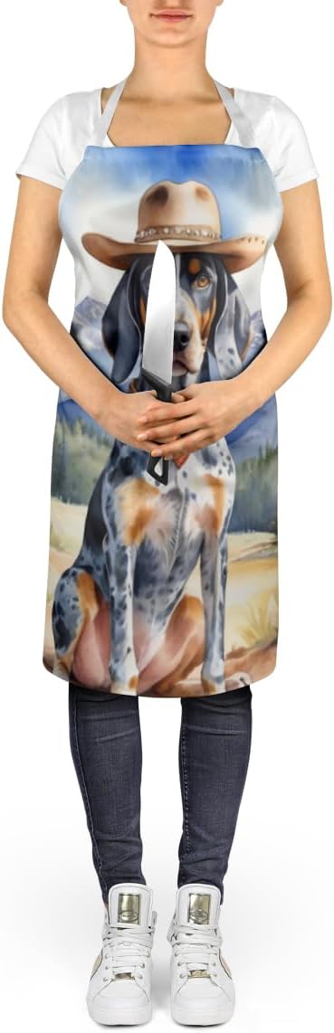 Caroline's Treasures Bluetick Coonhound Cowboy Welcome Apron Cooking Kitchen Server Baking Crafts Gardening for Adult Women Men, Unisex, Large, Multicolor