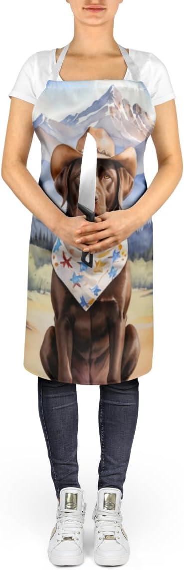 Caroline's Treasures Labrador Retriever Cowboy Welcome Apron Cooking Kitchen Server Baking Crafts Gardening for Adult Women Men, Unisex, Large, Multicolor