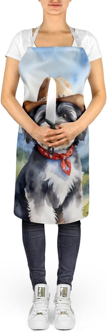 Caroline's Treasures Havanese Cowboy Welcome Apron Cooking Kitchen Server Baking Crafts Gardening for Adult Women Men, Unisex, Large, Multicolor