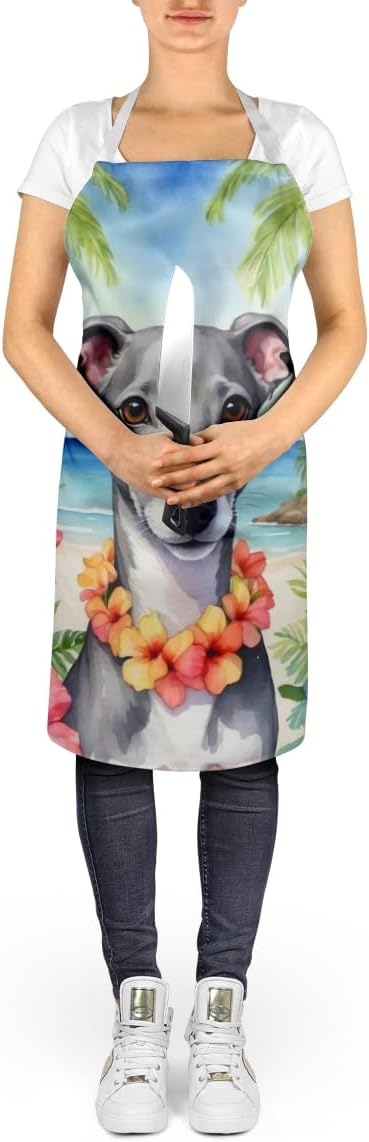Caroline's Treasures Whippet Luau Apron Cooking Kitchen Server Baking Crafts Gardening for Adult Women Men, Unisex, Large, Multicolor