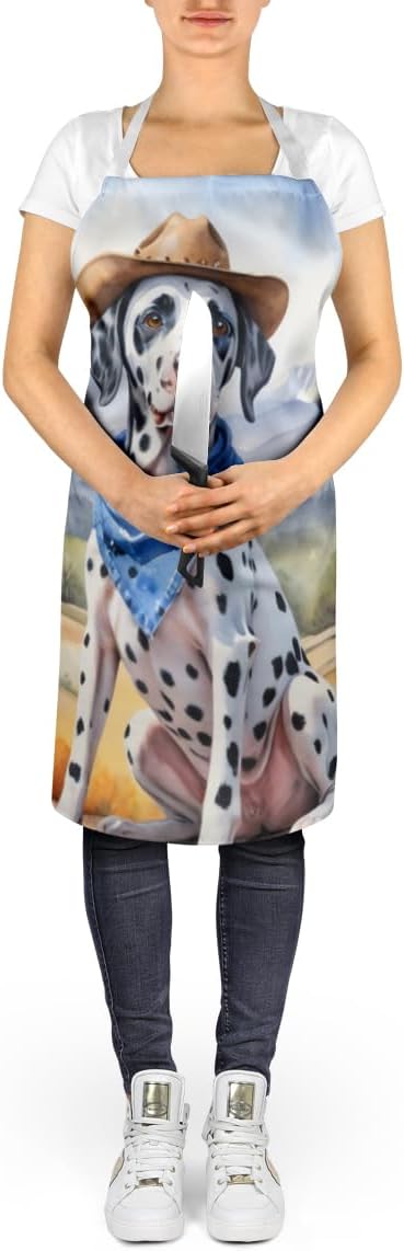 Caroline's Treasures Dalmatian Cowboy Welcome Apron Cooking Kitchen Server Baking Crafts Gardening for Adult Women Men, Unisex, Large, Multicolor