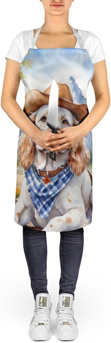 Caroline's Treasures Clumber Spaniel Cowboy Welcome Apron Cooking Kitchen Server Baking Crafts Gardening for Adult Women Men, Unisex, Large, Multicolor