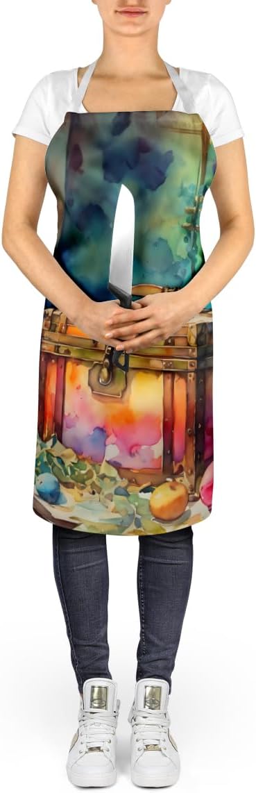 Caroline's Treasures Treasure Chest Apron Cooking Kitchen Server Baking Crafts Gardening for Adult Women Men, Unisex, Large, Multicolor