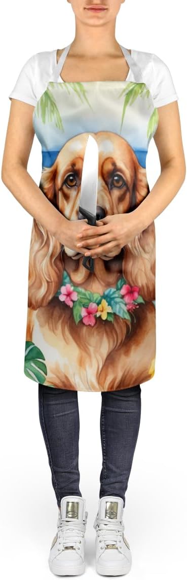 Caroline's Treasures Cocker Spaniel Luau Apron Cooking Kitchen Server Baking Crafts Gardening for Adult Women Men, Unisex, Large, Multicolor