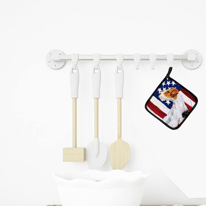 Caroline's Treasures BB9650PTHD Fox Terrier Patriotic Pair of Pot Holders Kitchen Heat Resistant Pot Holders Sets Oven Hot Pads for Cooking Baking BBQ, 7 1/2 x 7 1/2