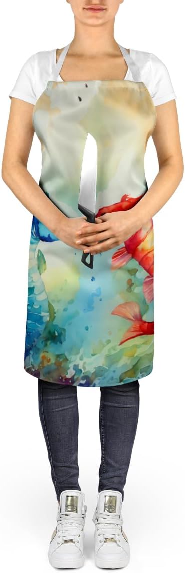 Caroline's Treasures Seahorses Apron Cooking Kitchen Server Baking Crafts Gardening for Adult Women Men, Unisex, Large, Multicolor
