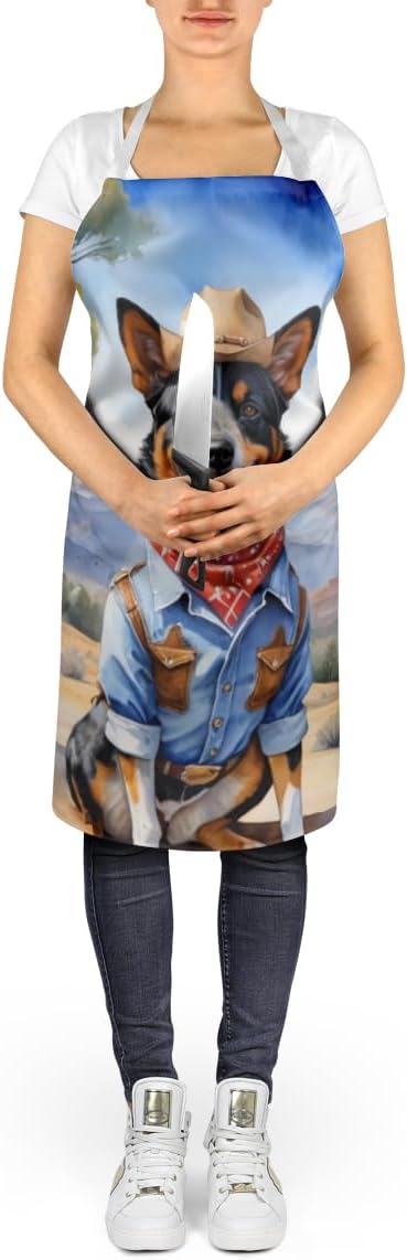 Caroline's Treasures Australian Cattle Dog Cowboy Welcome Apron Cooking Kitchen Server Baking Crafts Gardening for Adult Women Men, Unisex, Large, Multicolor