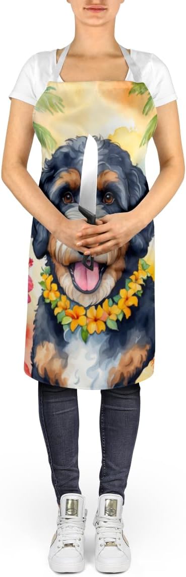 Caroline's Treasures Bernedoodle Luau Apron Cooking Kitchen Server Baking Crafts Gardening for Adult Women Men, Unisex, Large, Multicolor