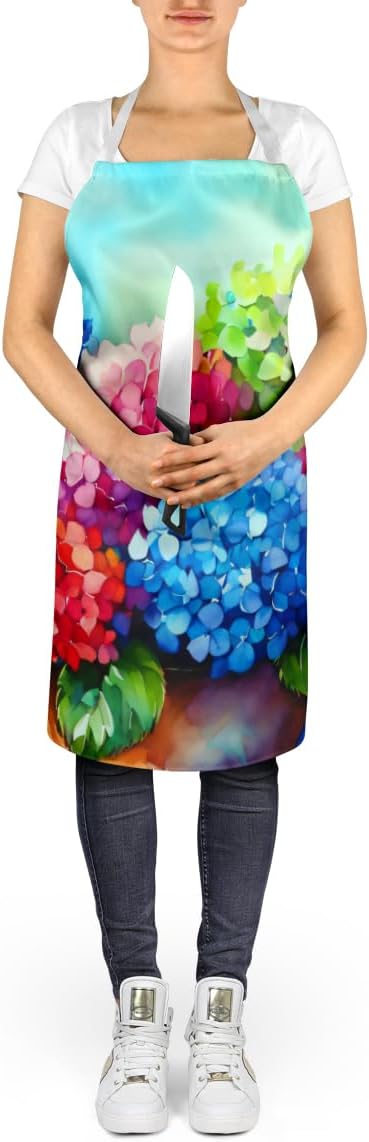 Caroline's Treasures Hydrangeas in Watercolor Apron Cooking Kitchen Server Baking Crafts Gardening for Adult Women Men, Unisex, Large, Multicolor