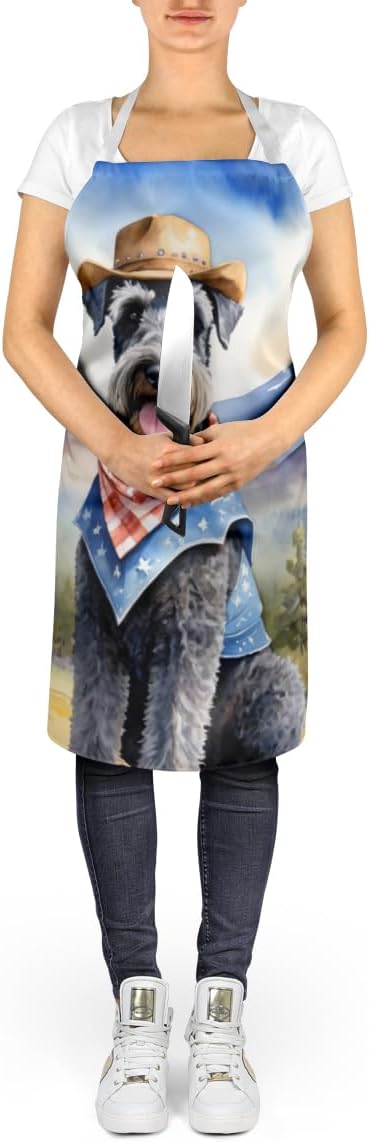 Caroline's Treasures Kerry Blue Terrier Cowboy Welcome Apron Cooking Kitchen Server Baking Crafts Gardening for Adult Women Men, Unisex, Large, Multicolor