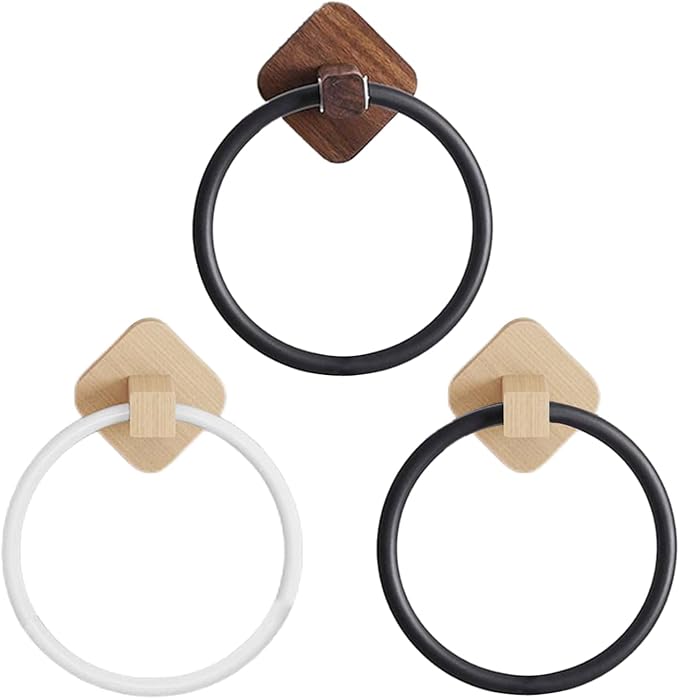 Aluminum Wood Towel Holder Hand Holder for Bathroom Rack Hanger for Kitchen Wall Mount Heavy Duty Storage Modern Hook Space-Saving Storage Wall-Mounted Organizer Metal Rack