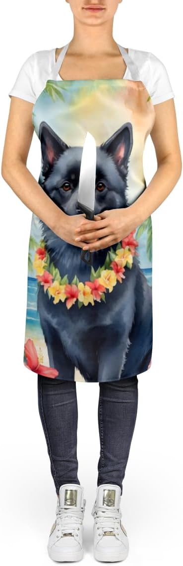 Caroline's Treasures Schipperke Luau Apron Cooking Kitchen Server Baking Crafts Gardening for Adult Women Men, Unisex, Large, Multicolor