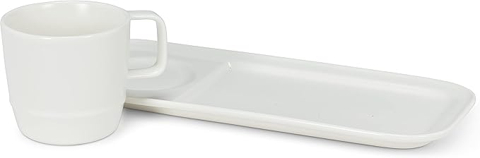 Abbott Collection 27-TV-WHT Mug & Rectangle Plate Set, Matte White