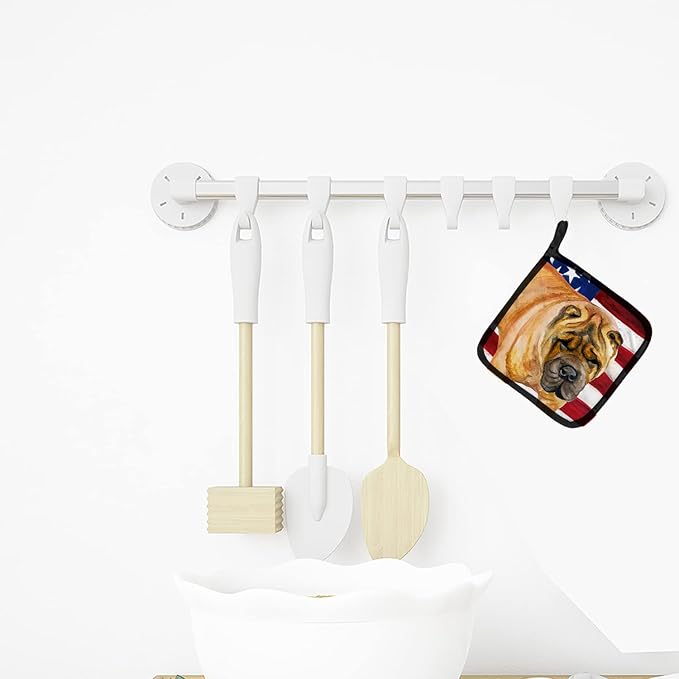 Caroline's Treasures BB9661PTHD Shar Pei Patriotic Pair of Pot Holders Kitchen Heat Resistant Pot Holders Sets Oven Hot Pads for Cooking Baking BBQ, 7 1/2 x 7 1/2