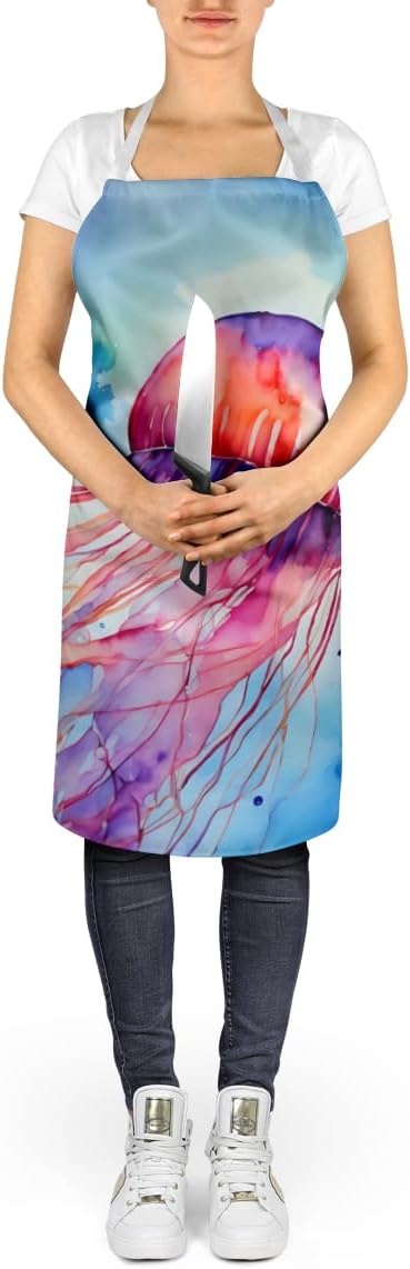 Caroline's Treasures Jellyfish Apron Cooking Kitchen Server Baking Crafts Gardening for Adult Women Men, Unisex, Large, Multicolor