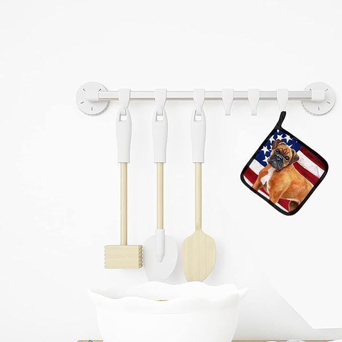 Caroline's Treasures BB9640PTHD German Boxer Patriotic Pair of Pot Holders Kitchen Heat Resistant Pot Holders Sets Oven Hot Pads for Cooking Baking BBQ, 7 1/2 x 7 1/2