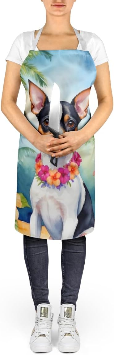 Caroline's Treasures Rat Terrier Luau Apron Cooking Kitchen Server Baking Crafts Gardening for Adult Women Men, Unisex, Large, Multicolor