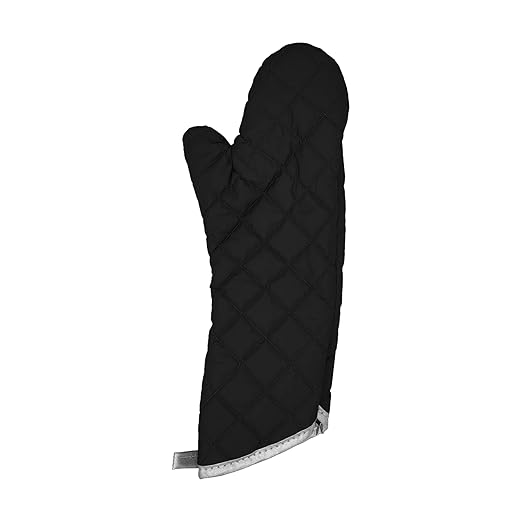 Intedge 336C-24 Oven Mitt, 24" Quilted Cotton Heat-Resistant Glove, Fire Retardant Commercial Mitt for High Heat Cooking and Baking, Charcoal Black, Made in USA, 1 Each