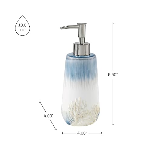 Avanti Linens - Soap Dispenser/Lotion Pump, Guest Bathroom Essentials, Beach Inspired Home Decor (Abstract Coastal Collection)
