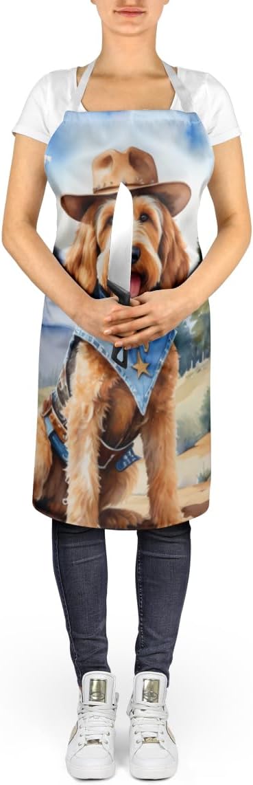 Caroline's Treasures Otterhound Cowboy Welcome Apron Cooking Kitchen Server Baking Crafts Gardening for Adult Women Men, Unisex, Large, Multicolor
