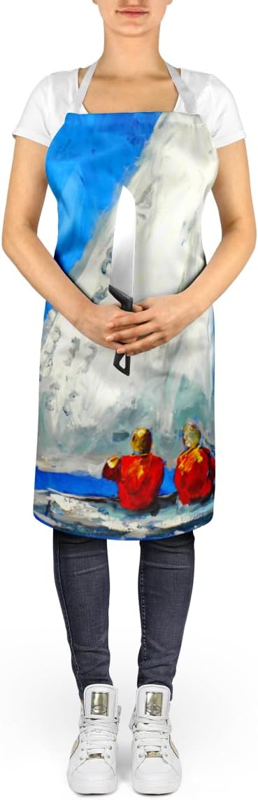 Caroline's Treasures Twos Company Sailboat Apron Cooking Kitchen Server Baking Crafts Gardening for Adult Women Men, Unisex, Large, Multicolor