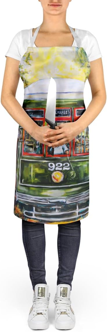 Caroline's Treasures Saint Charles No. 922 Streetcar Apron Cooking Kitchen Server Baking Crafts Gardening for Adult Women Men, Unisex, Large, Multicolor