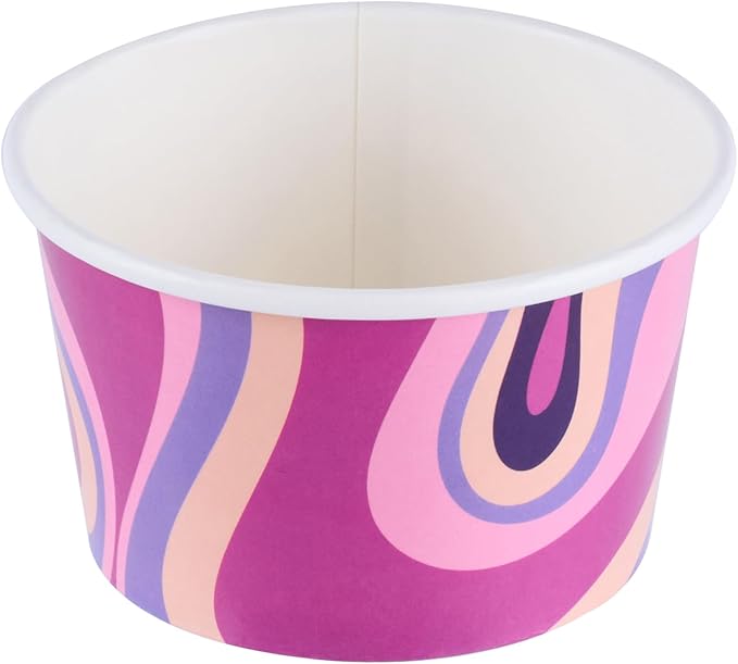Coppetta 8 Ounce Dessert Cups, 50 Greaseproof Ice Cream Cups - Lids Sold Separately, For Hot And Cold Foods, Midnight Groove Paper Yogurt Bowls, Disposable, Sturdy - Restaurantware