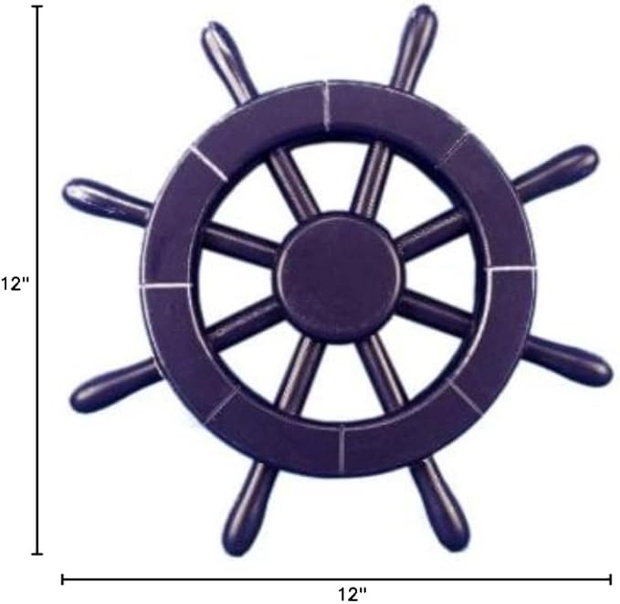 Hampton Nautical Dark Blue Ship Wheel, 12"