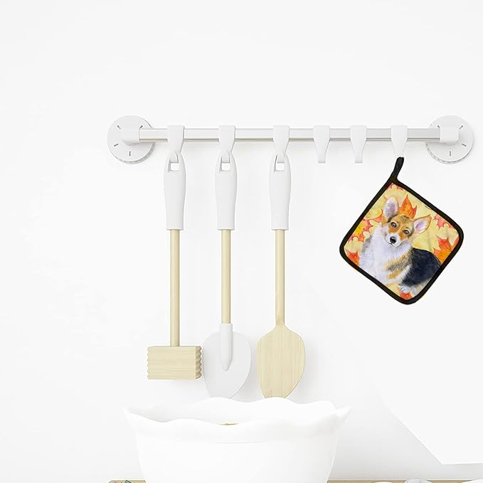 Caroline's Treasures BB9903PTHD Pembroke Corgi Fall Pair of Pot Holders, Yellow Kitchen Heat Resistant Pot Holders Sets Oven Hot Pads for Cooking Baking BBQ, 7 1/2 x 7 1/2