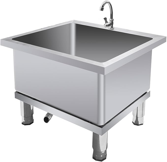 Freestanding Utility Sink,Slop Sinks,Stainless Steel Floor Mount Mop Sink, Commercial Kitchen Sink,Utility Sink Basin for Basements, Garages(40x40x50cm/1 7x1 7x19.6in