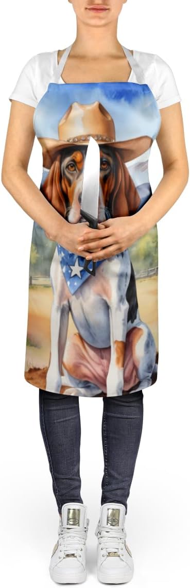 Caroline's Treasures American English Coonhound Cowboy Welcome Apron Cooking Kitchen Server Baking Crafts Gardening for Adult Women Men, Unisex, Large, Multicolor