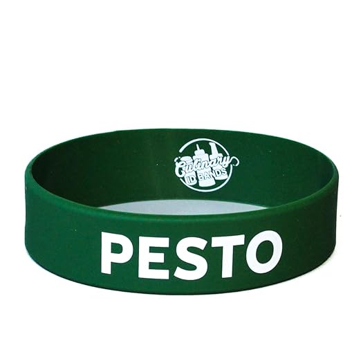 Culinary ID Bands "Pesto Silicone Label Band for 16, 20, and 24 oz. Squeeze Bottle – Ideal for Use with Standard and Wide Mouth Squeeze and Sauce Bottles, Durable and Stretchable, Green