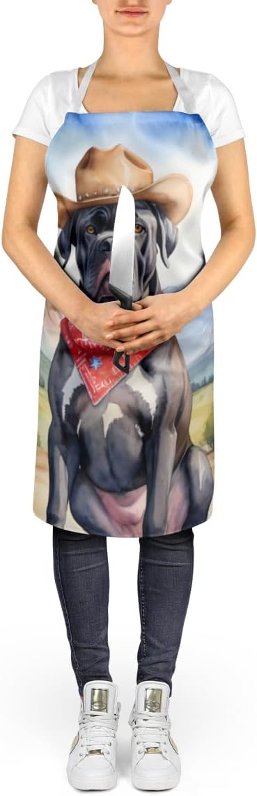 Caroline's Treasures Cane Corso Cowboy Welcome Apron Cooking Kitchen Server Baking Crafts Gardening for Adult Women Men, Unisex, Large, Multicolor