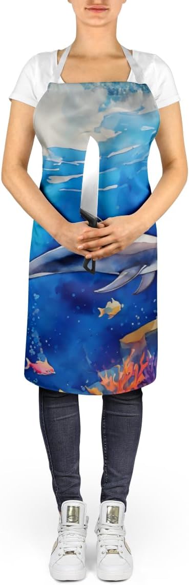 Caroline's Treasures Dolphin Apron Cooking Kitchen Server Baking Crafts Gardening for Adult Women Men, Unisex, Large, Multicolor