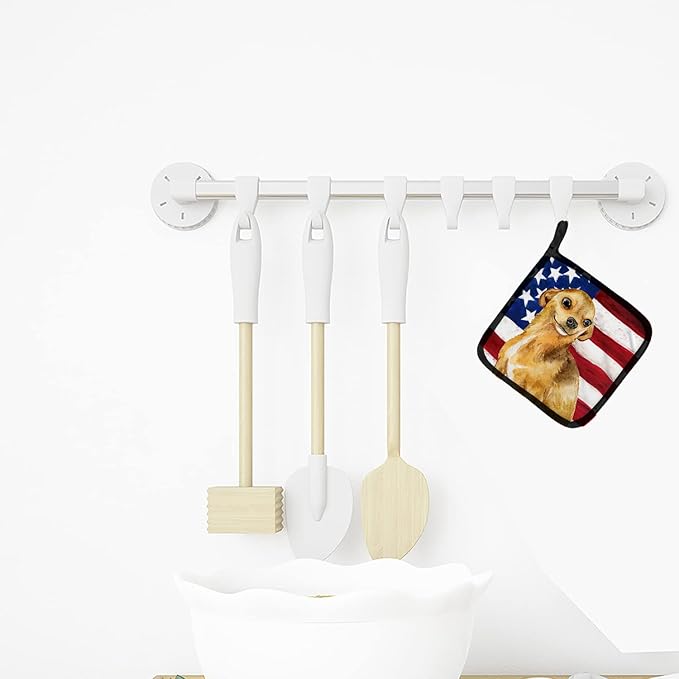 Caroline's Treasures BB9658PTHD Chihuahua Patriotic Pair of Pot Holders Kitchen Heat Resistant Pot Holders Sets Oven Hot Pads for Cooking Baking BBQ, 7 1/2 x 7 1/2