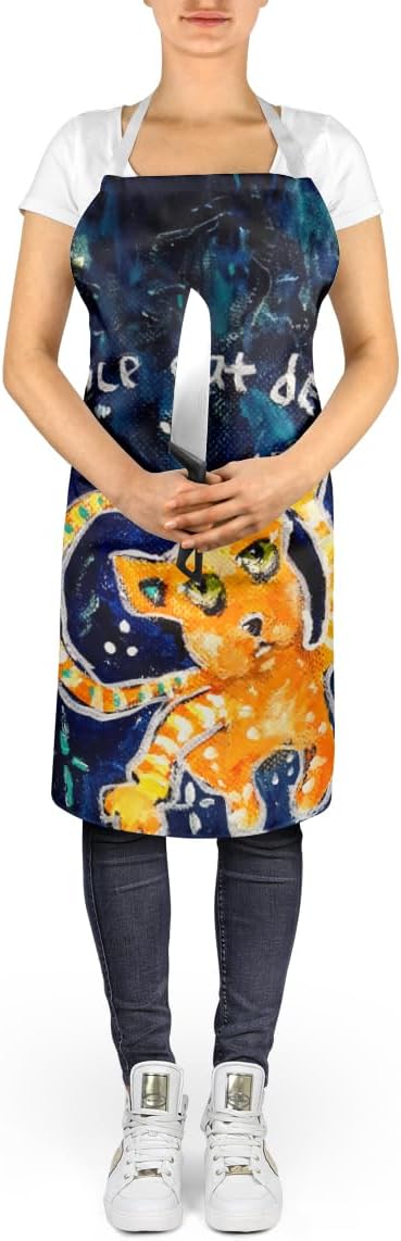 Caroline's Treasures Space Cat Det Cat Apron Cooking Kitchen Server Baking Crafts Gardening for Adult Women Men, Unisex, Large, Multicolor