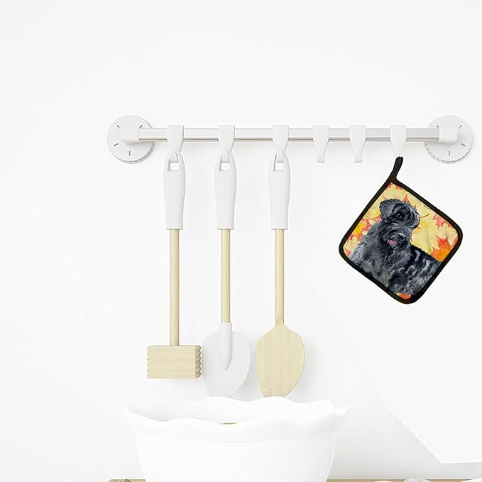 Caroline's Treasures BB9921PTHD Giant Schnauzer Fall Pair of Pot Holders, Yellow Kitchen Heat Resistant Pot Holders Sets Oven Hot Pads for Cooking Baking BBQ, 7 1/2 x 7 1/2