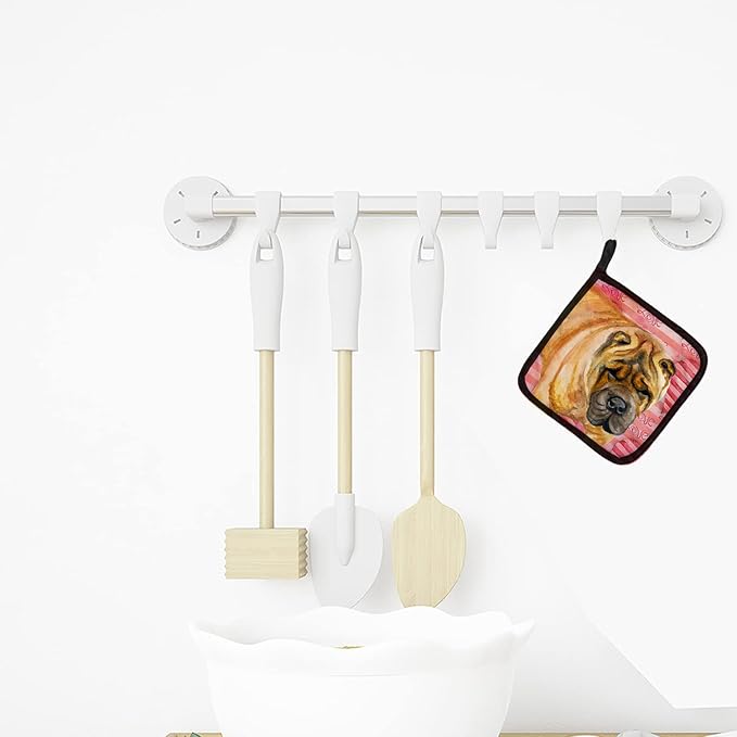 Caroline's Treasures BB9748PTHD Shar Pei Love Pair of Pot Holders, Red Kitchen Heat Resistant Pot Holders Sets Oven Hot Pads for Cooking Baking BBQ, 7 1/2 x 7 1/2