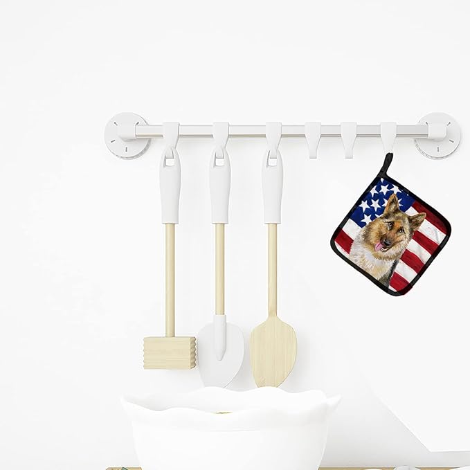 Caroline's Treasures BB9654PTHD German Shepherd Patriotic Pair of Pot Holders Kitchen Heat Resistant Pot Holders Sets Oven Hot Pads for Cooking Baking BBQ, 7 1/2 x 7 1/2