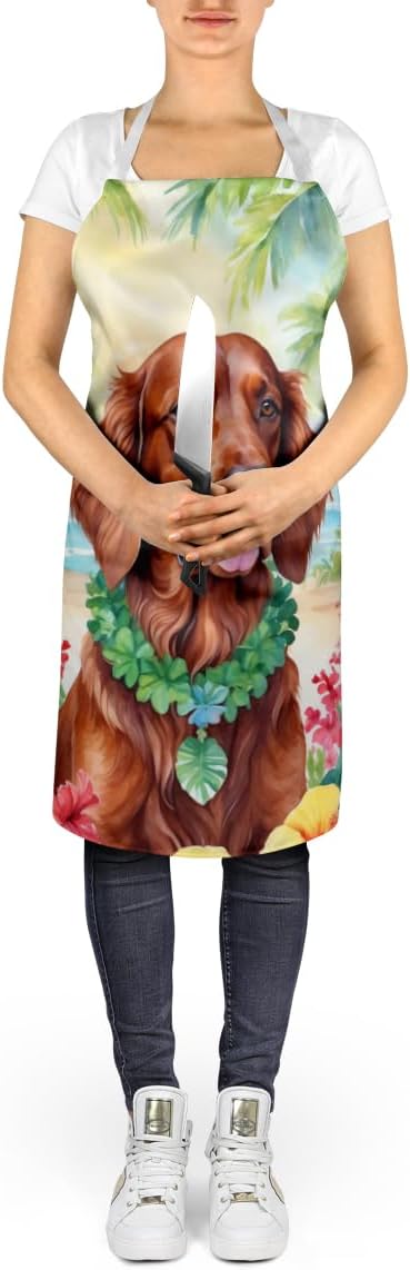 Caroline's Treasures Irish Setter Luau Apron Cooking Kitchen Server Baking Crafts Gardening for Adult Women Men, Unisex, Large, Multicolor