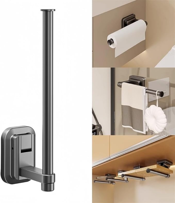 Strong Suction Cup Paper Towel Holder for Kitchen, Bathroom, or RV Wall Mount, Space Saving Tissue Roll Dispenser for Various Surfaces (2 Pcs)