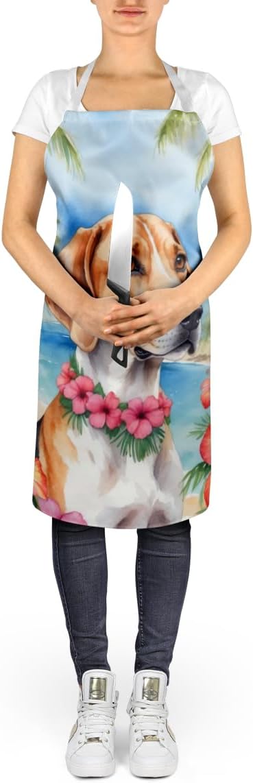 Caroline's Treasures English Foxhound Luau Apron Cooking Kitchen Server Baking Crafts Gardening for Adult Women Men, Unisex, Large, Multicolor