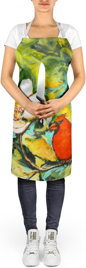 Caroline's Treasures Cardinal with Magnolia Apron Cooking Kitchen Server Baking Crafts Gardening for Adult Women Men, Unisex, Large, Multicolor