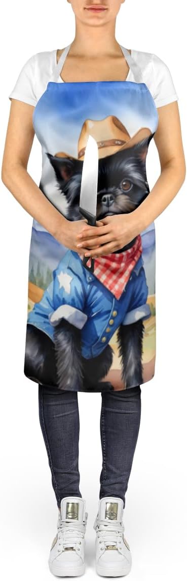Caroline's Treasures Affenpinscher Cowboy Welcome Apron Cooking Kitchen Server Baking Crafts Gardening for Adult Women Men, Unisex, Large, Multicolor