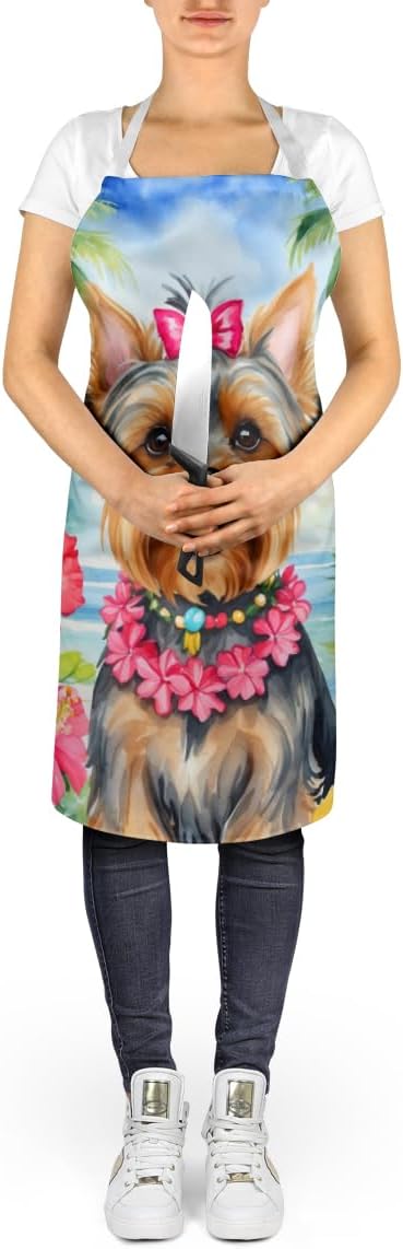 Caroline's Treasures Yorkshire Terrier Luau Apron Cooking Kitchen Server Baking Crafts Gardening for Adult Women Men, Unisex, Large, Multicolor