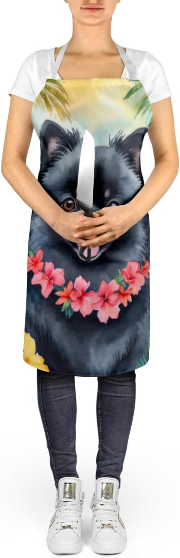 Caroline's Treasures Pomeranian Luau Apron Cooking Kitchen Server Baking Crafts Gardening for Adult Women Men, Unisex, Large, Multicolor
