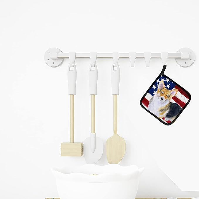 Caroline's Treasures BB9642PTHD Pembroke Corgi Patriotic Pair of Pot Holders Kitchen Heat Resistant Pot Holders Sets Oven Hot Pads for Cooking Baking BBQ, 7 1/2 x 7 1/2